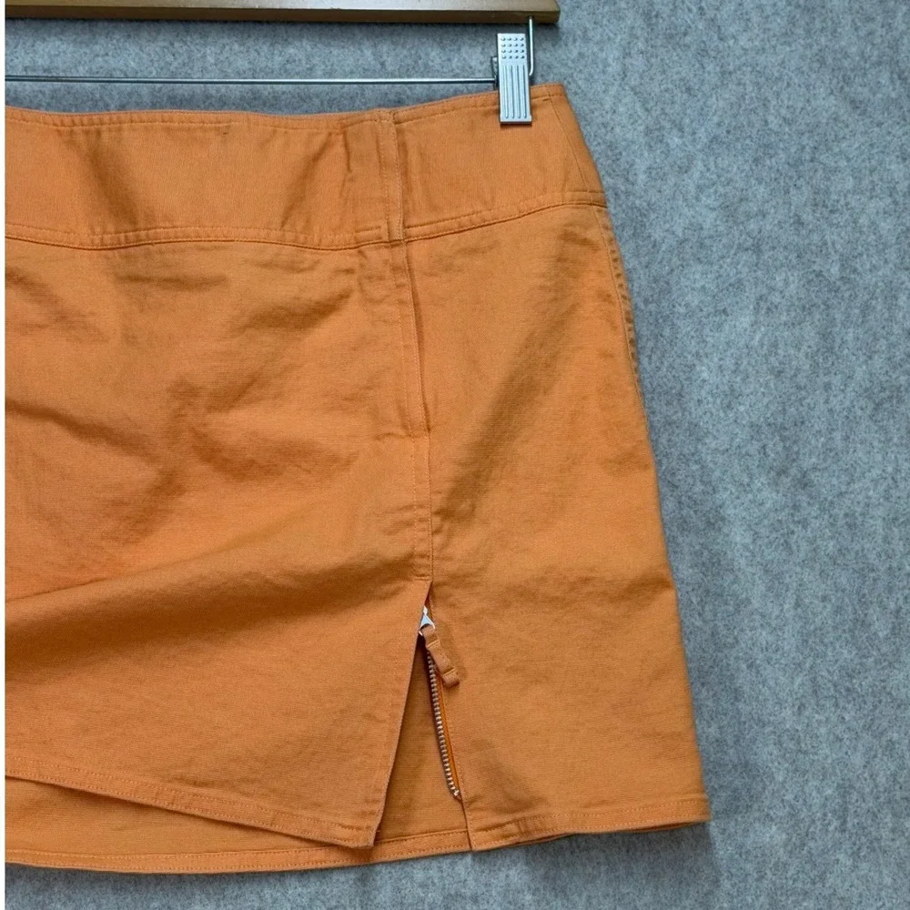 Express Orange Cotton Blend Zip Front Mini Skirt Size 6 Y2K Bright Preppy